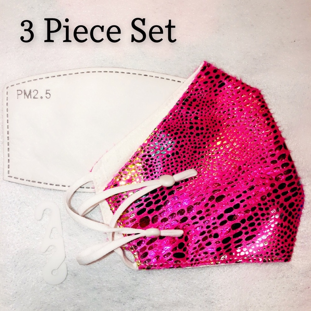 2/$9 Pink Rainbow Snakeskin Face Mask Set - Picture 2 of 10